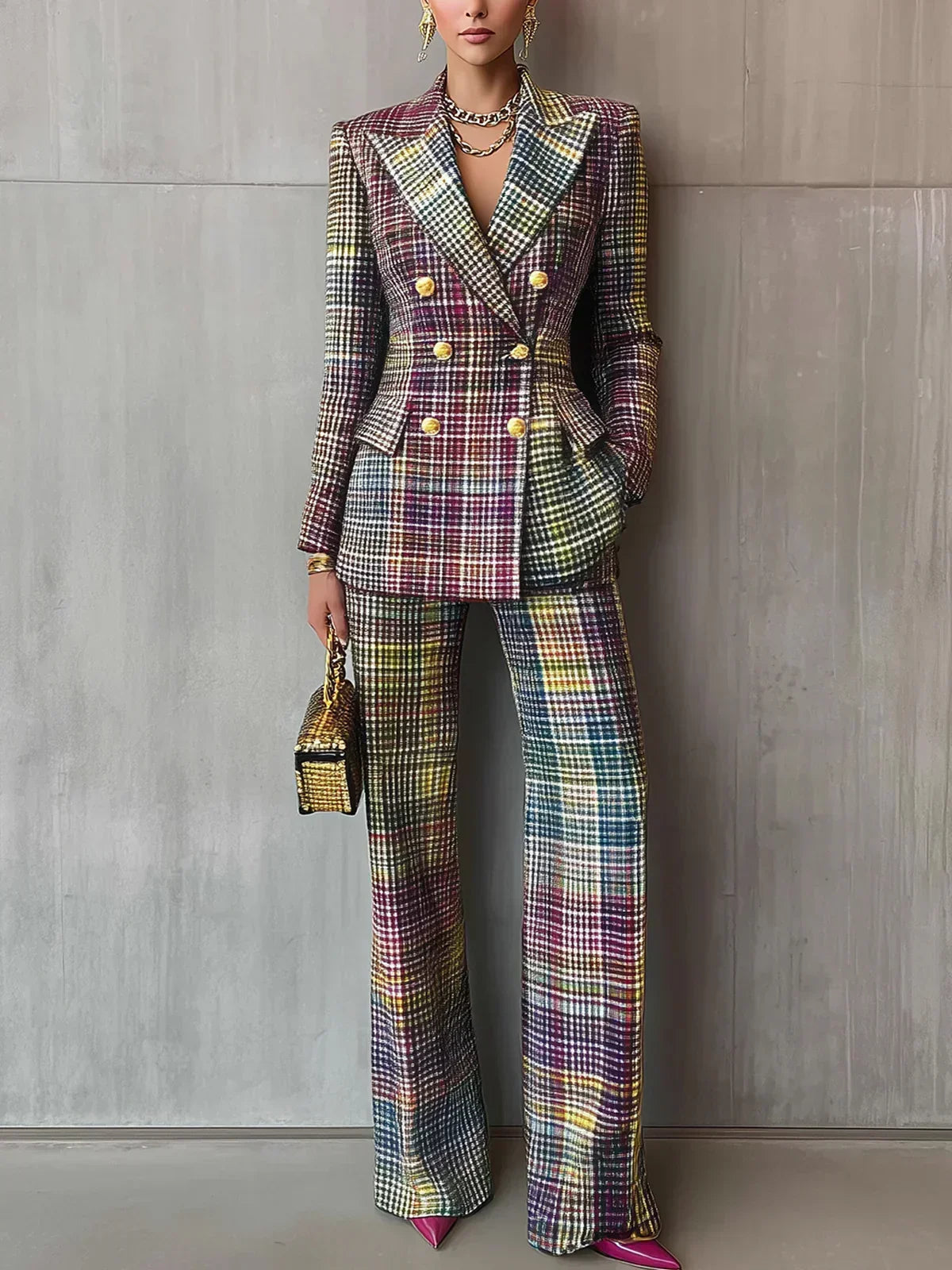 INÊS | Fato de alfaiataria com tecido multicolor