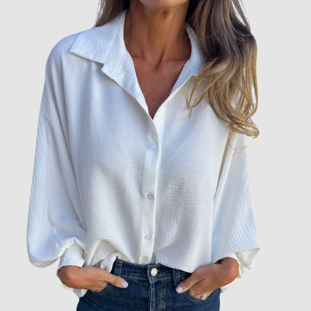 LIZA | Blusa oversize com colarinho pontiagudo
