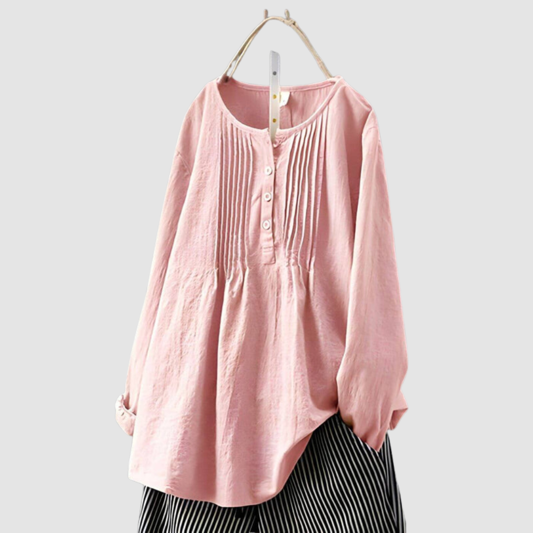 BRENNA | Blusa de manga comprida com pregas