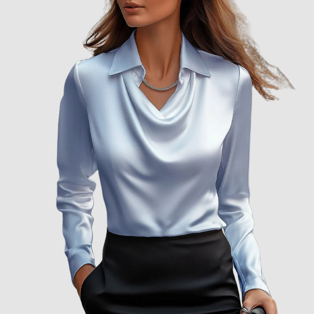 LEONOR | Blusa de cetim com decote drapeado