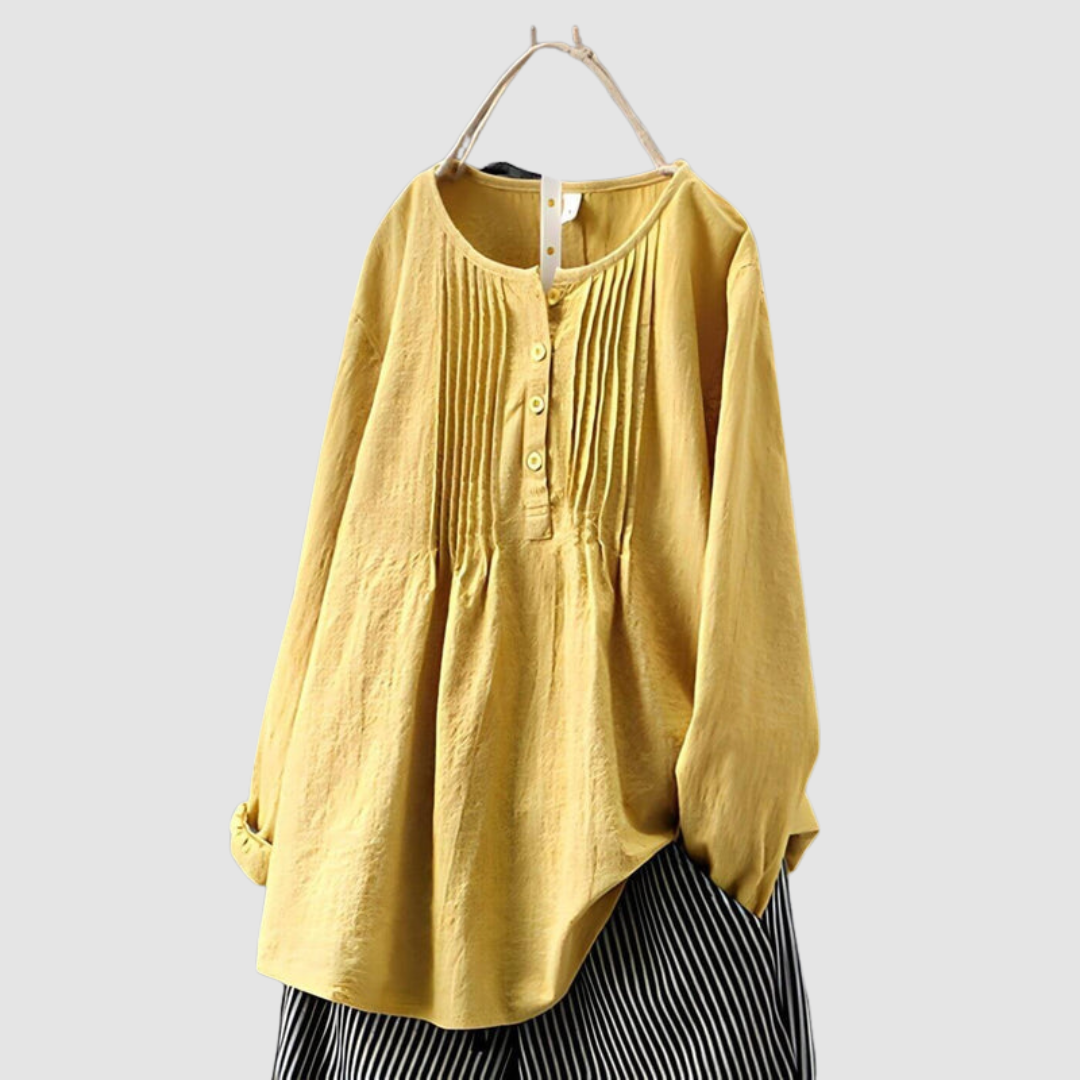 BRENNA | Blusa de manga comprida com pregas