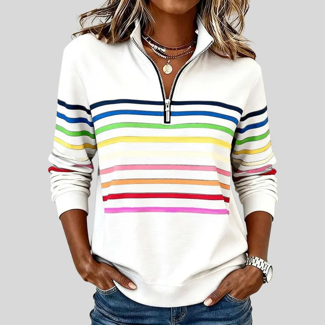 FELICITY | Camisola com fecho a meio e riscas