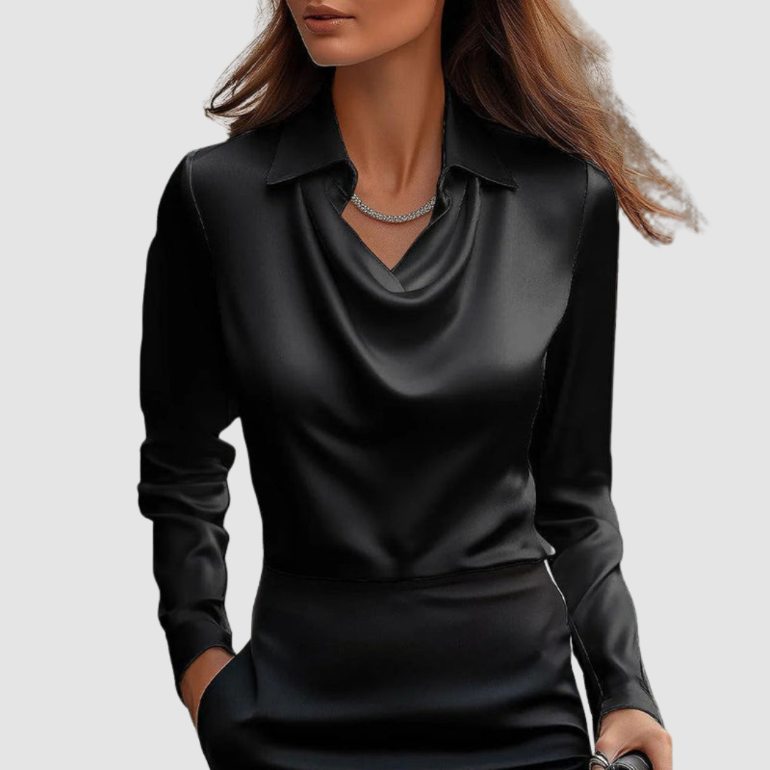 LEONOR | Blusa de cetim com decote drapeado