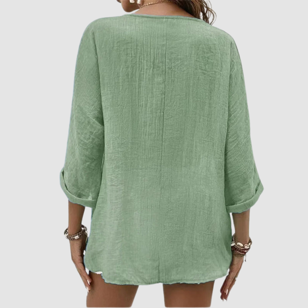 MÓNICA | Blusa com decote em V e mangas a três quartos