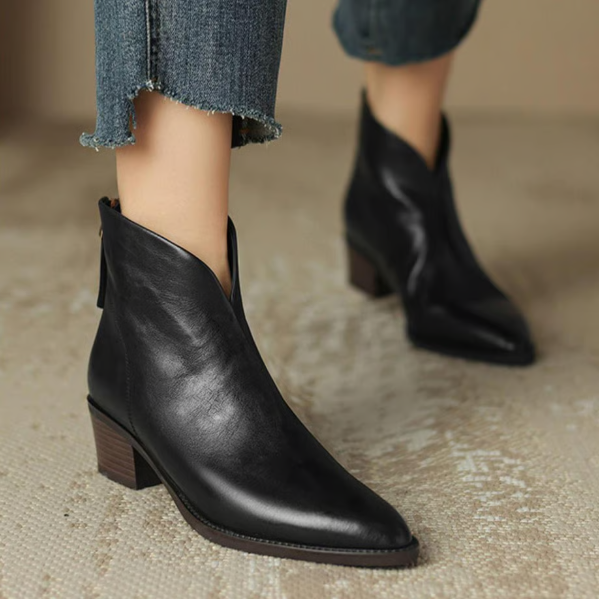 BEATRIZ | Botins de salto baixo em couro vegano