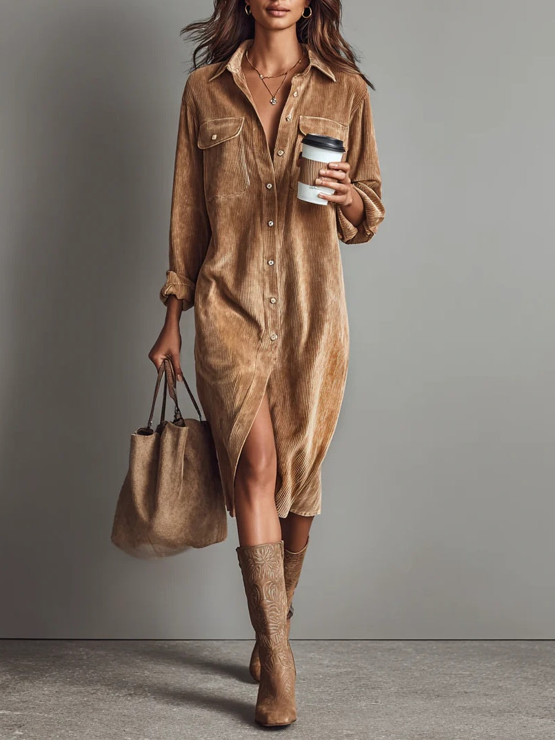 LAURA | Vestido midi com decote em V