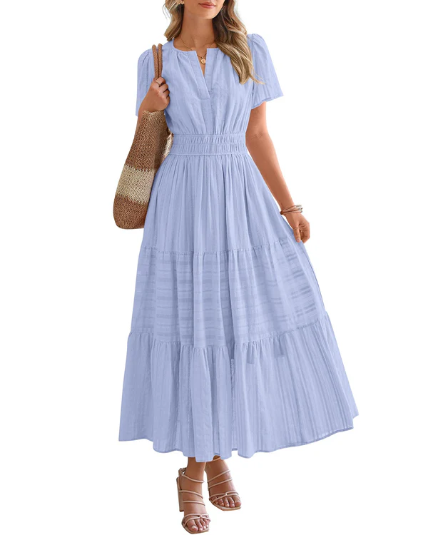 VITÓRIA | Vestido maxi com folho em camadas