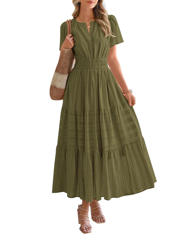 VITÓRIA | Vestido maxi com folho em camadas