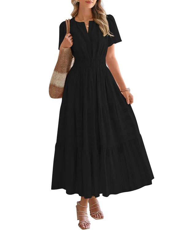 VITÓRIA | Vestido maxi com folho em camadas