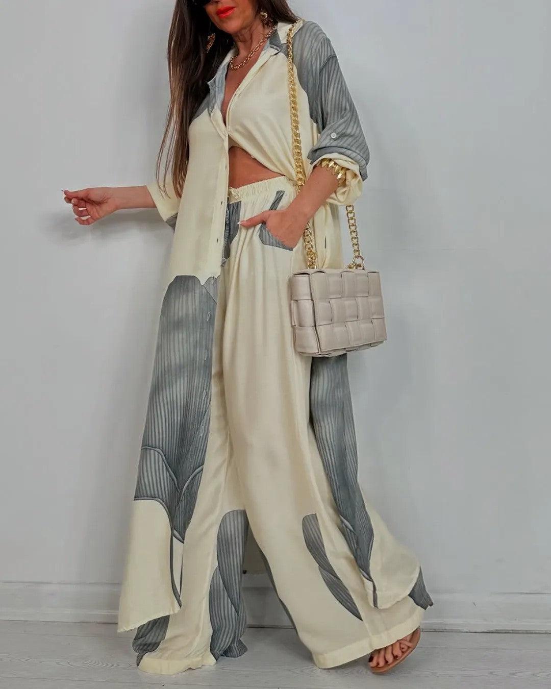 MATILDE | Conjunto com blusa patchwork e calças