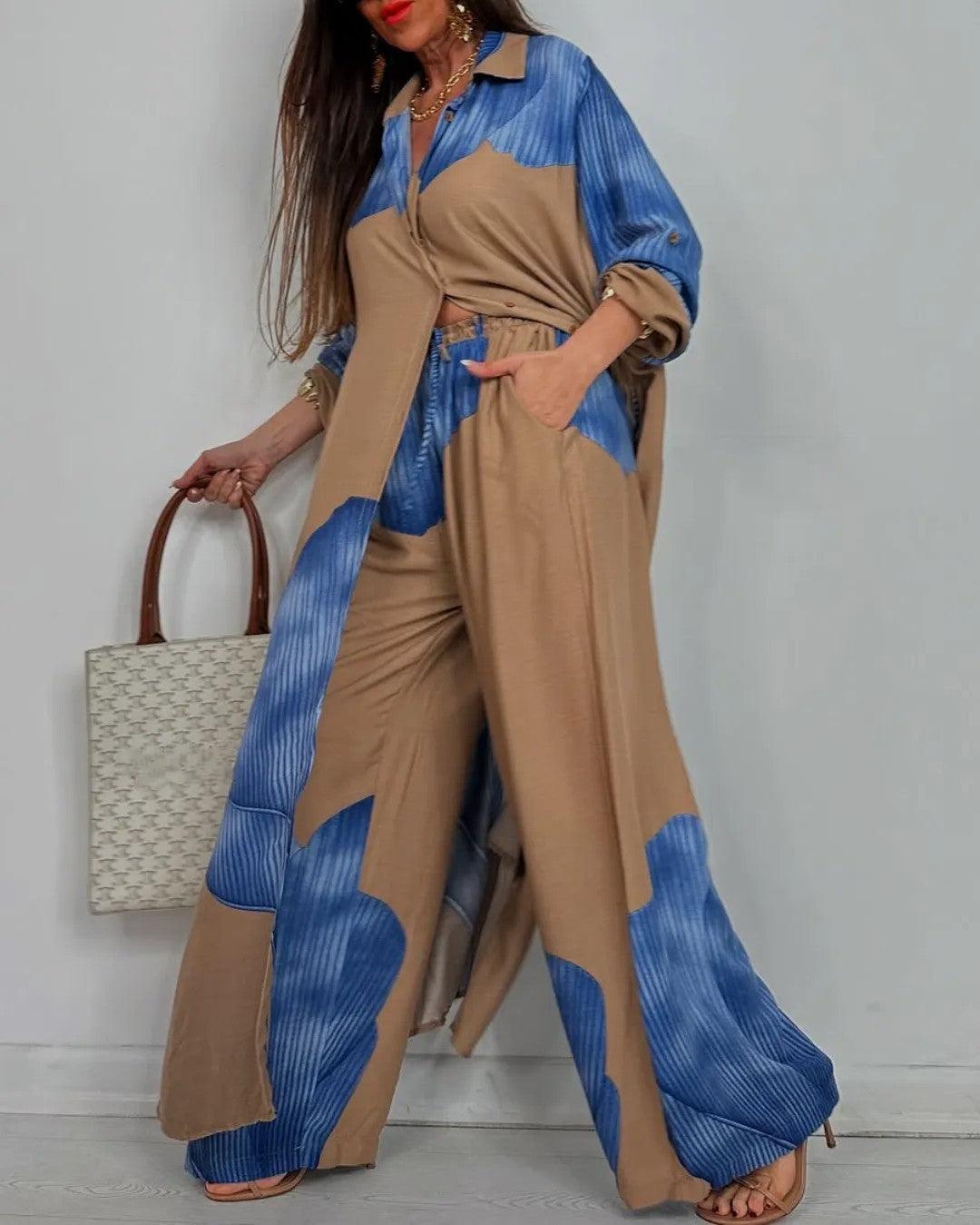 MATILDE | Conjunto com blusa patchwork e calças