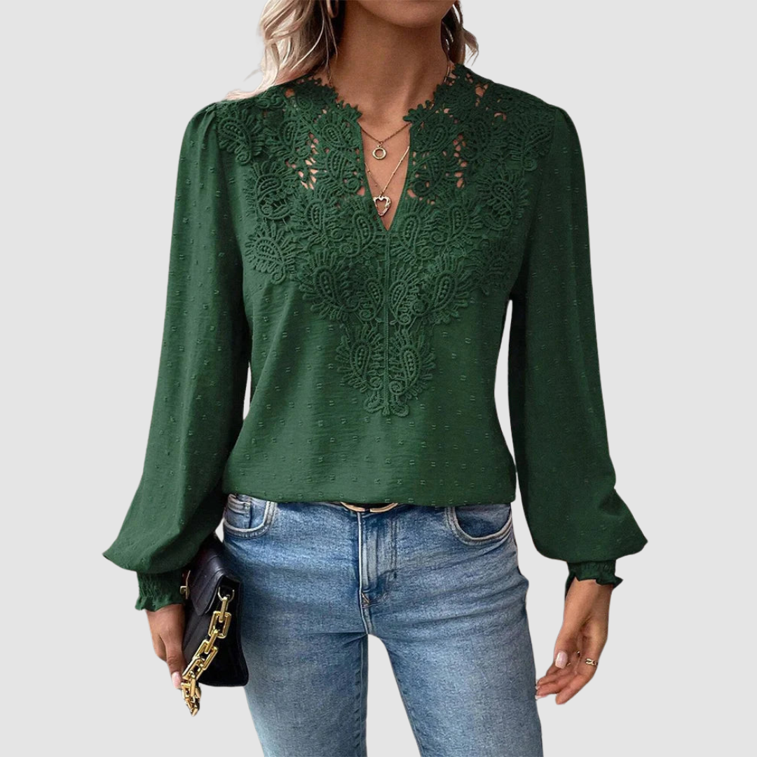 SONDRA | Blusa com renda e decote em V