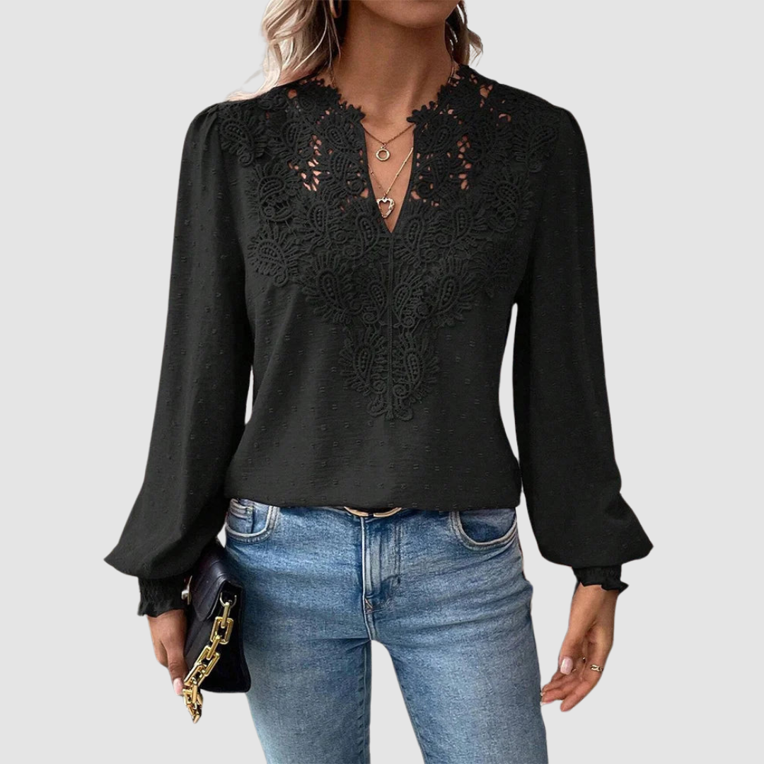SONDRA | Blusa com renda e decote em V