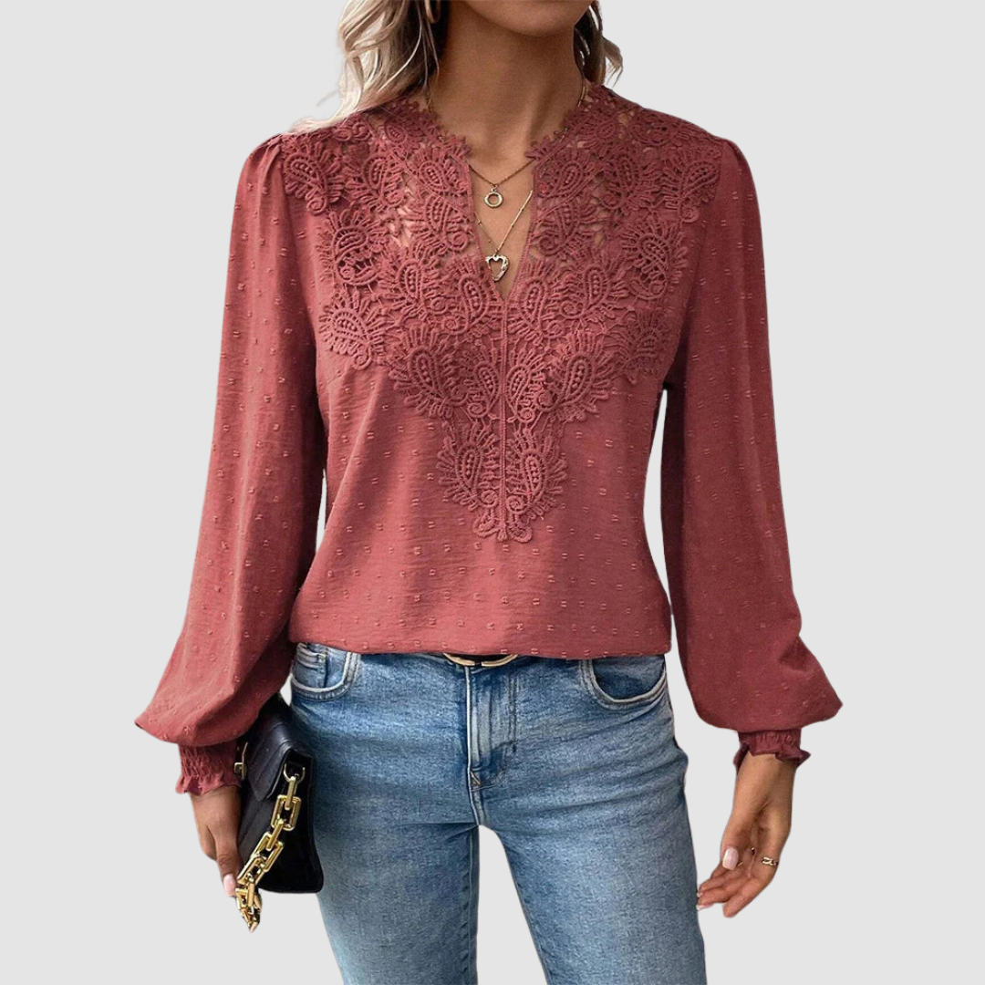 SONDRA | Blusa com renda e decote em V