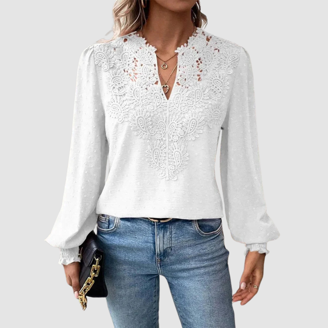 SONDRA | Blusa com renda e decote em V