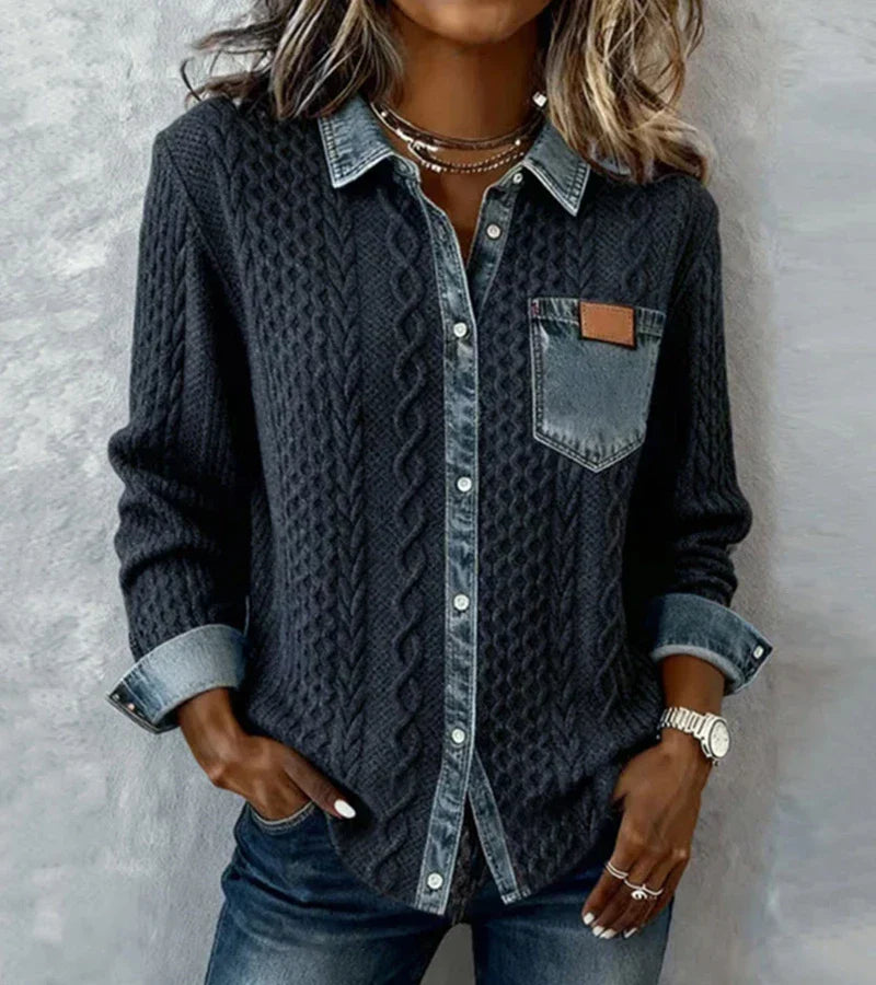 ARIELLE | Camisola de malha com detalhes em ganga
