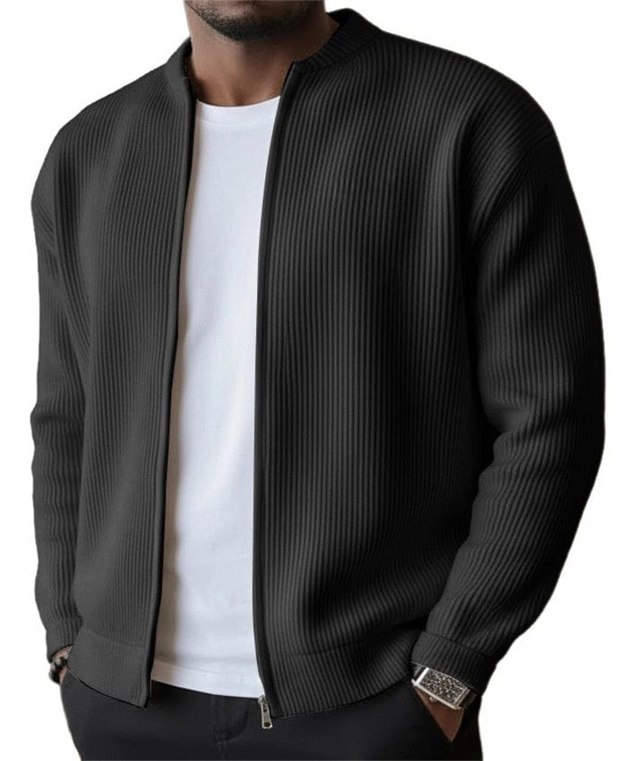 MATILDE | Cardigan de mulher canelado com fecho de correr e gola alta