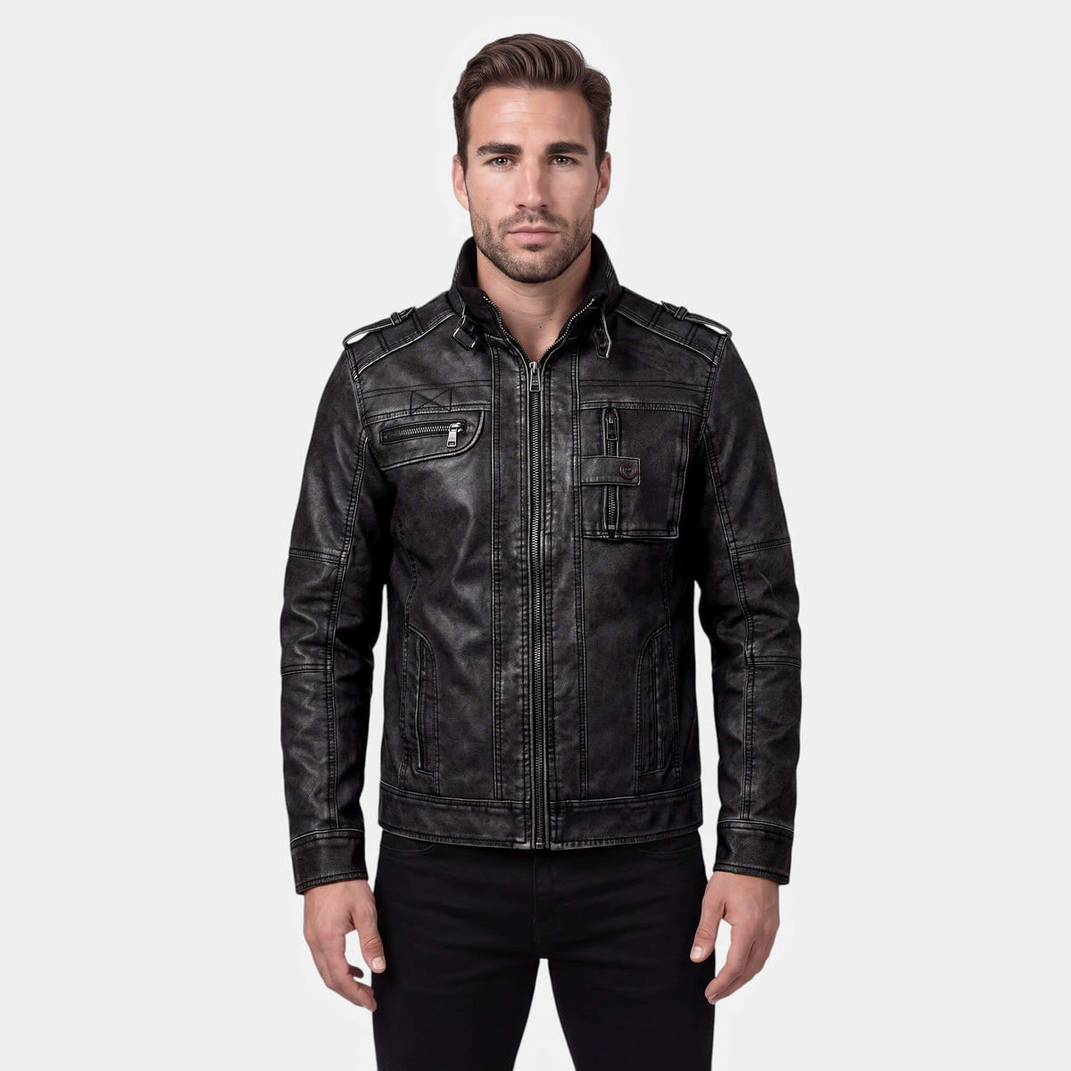 RODRIGO | Casaco de homem estilo biker com acabamento resistente
