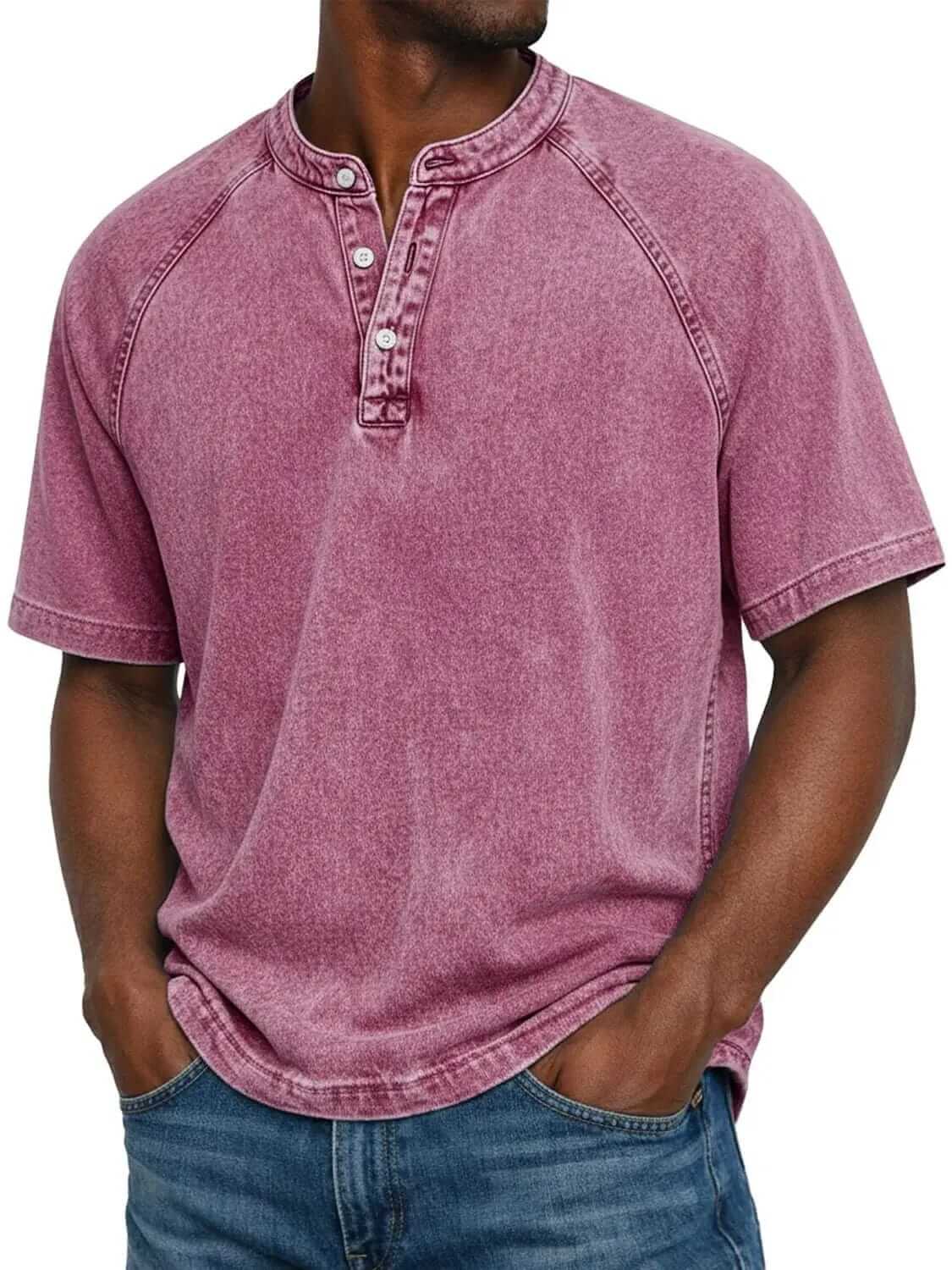 NUNO | Camisola henley de ganga com decote aberto