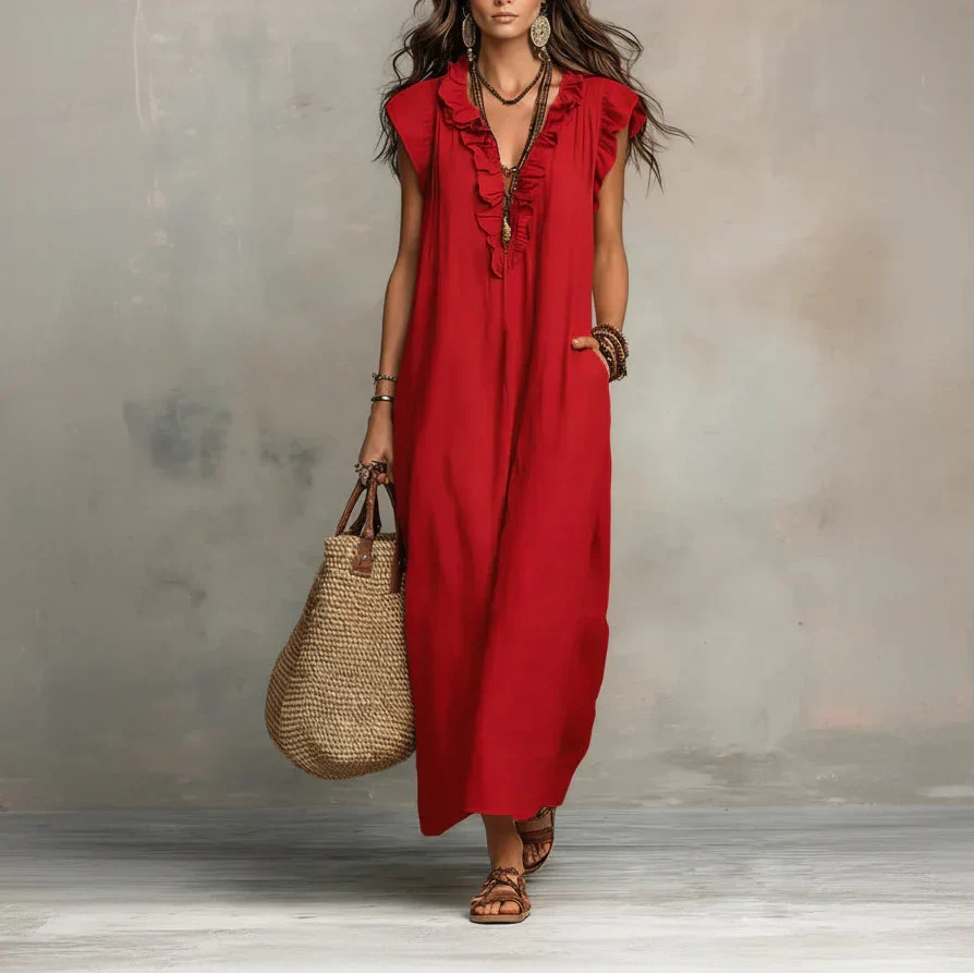 MARTA | Vestido longo com folhos