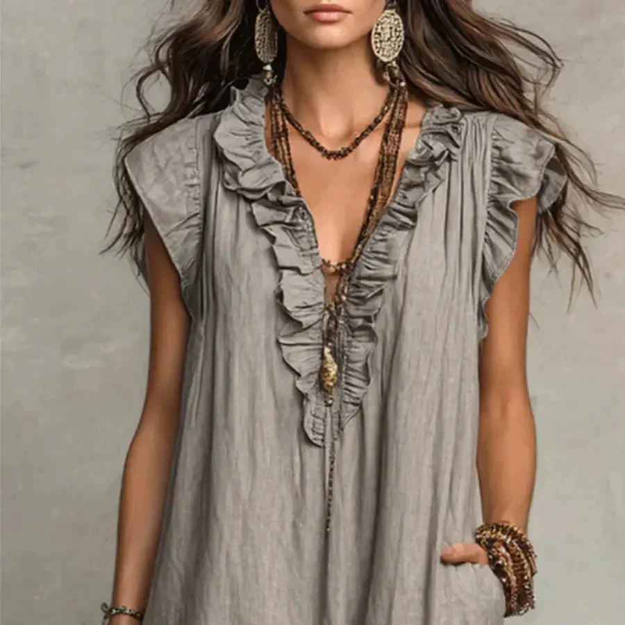 MARTA | Vestido longo com folhos