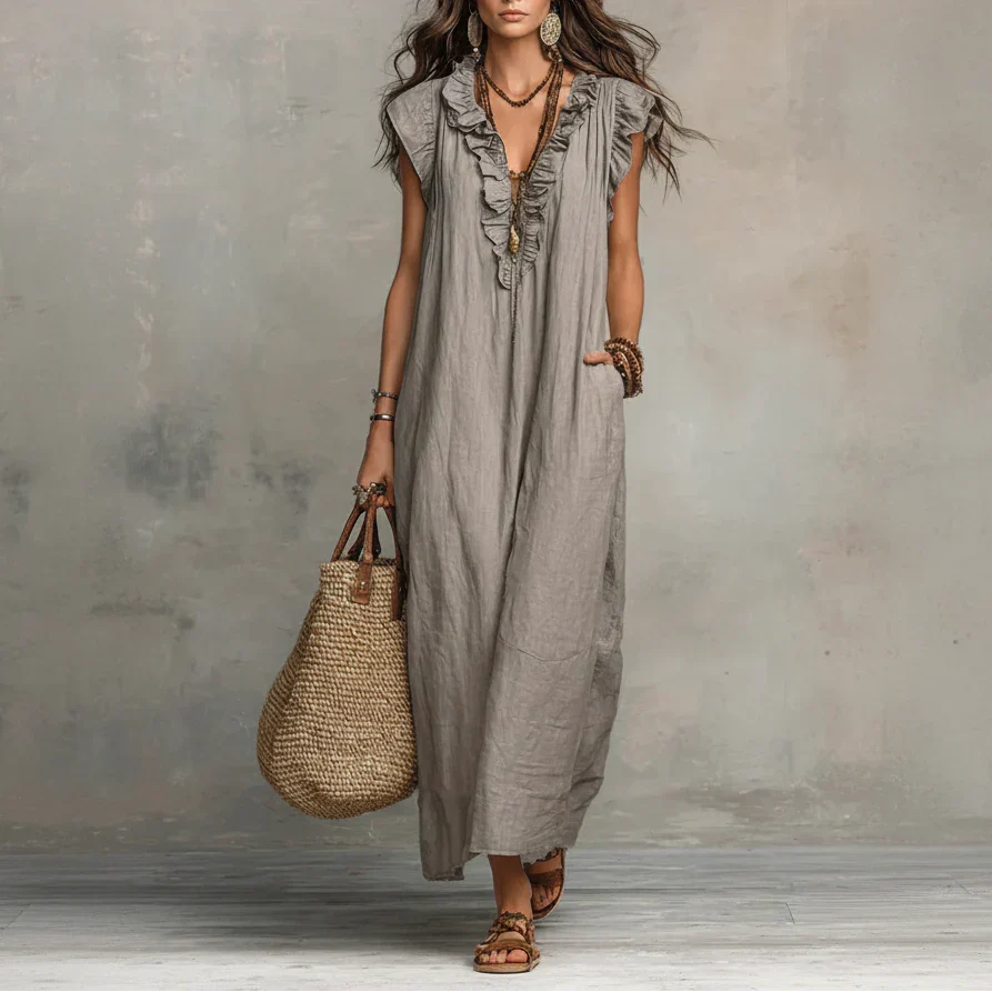 MARTA | Vestido longo com folhos
