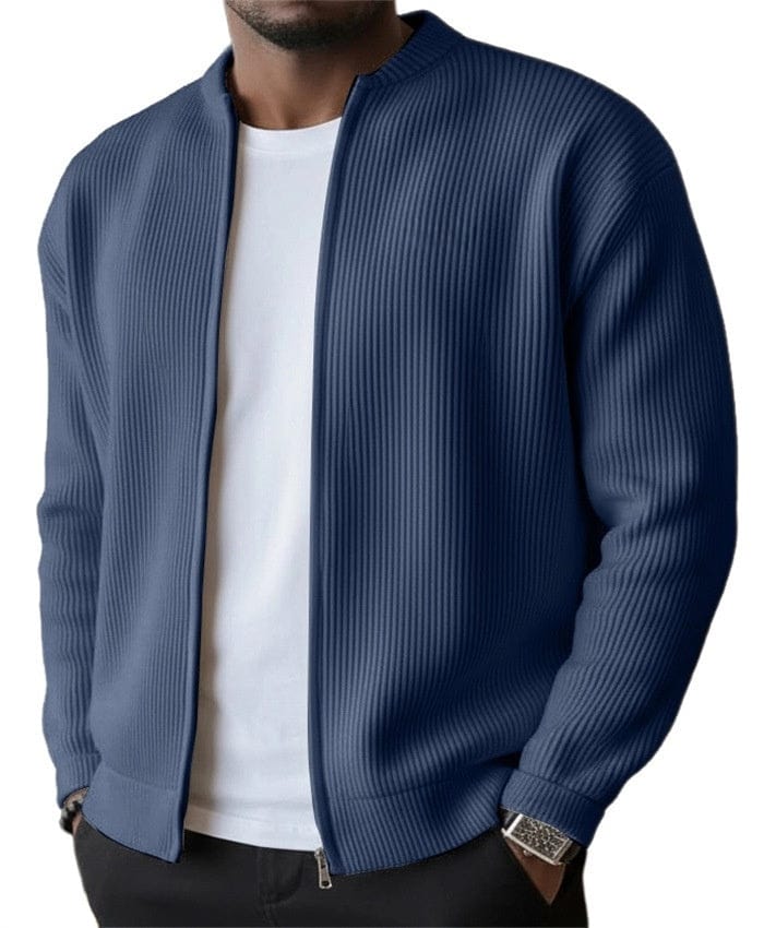 MATILDE | Cardigan de mulher canelado com fecho de correr e gola alta