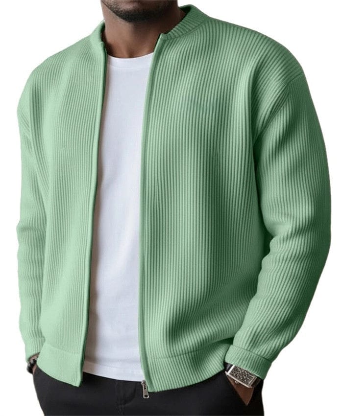MATILDE | Cardigan de mulher canelado com fecho de correr e gola alta