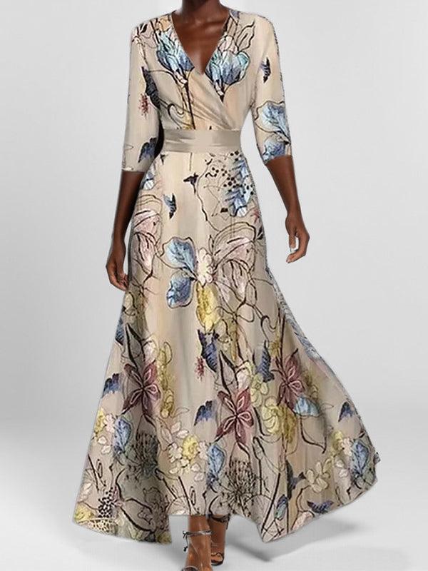 FRANCISCA | Vestido maxi com manga a meia altura
