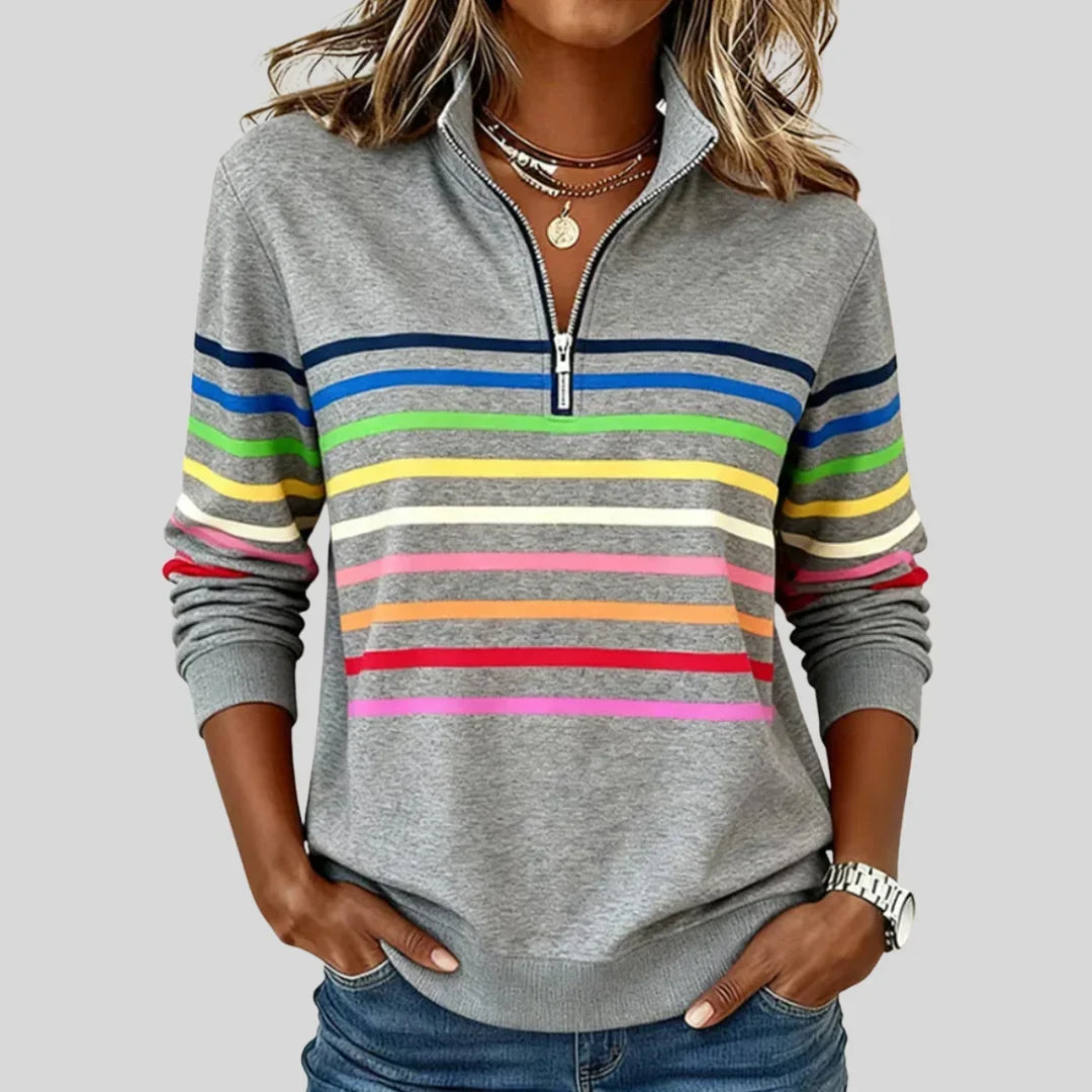 FELICITY | Camisola com fecho a meio e riscas