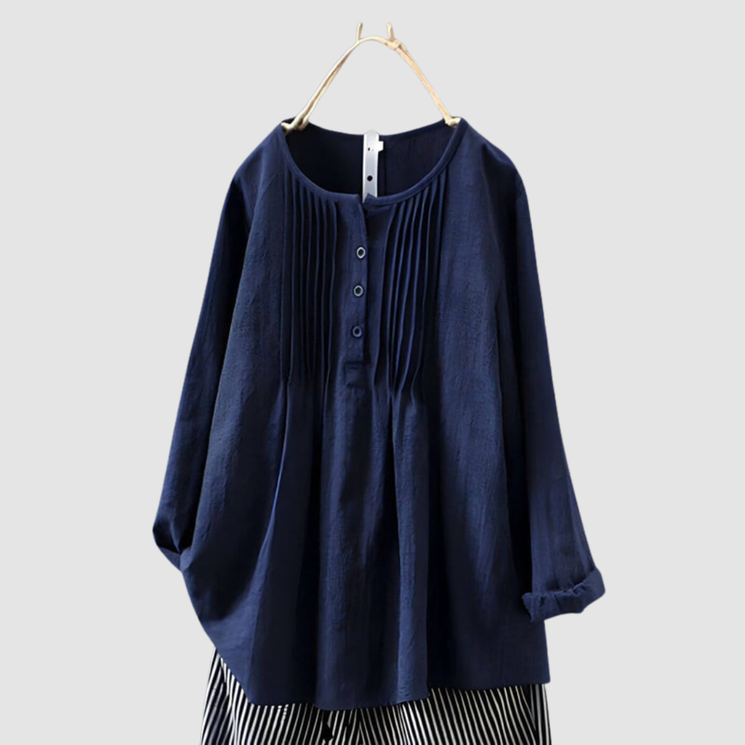 BRENNA | Blusa de manga comprida com pregas