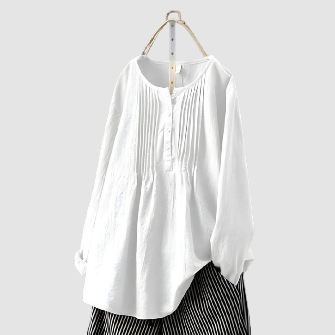 BRENNA | Blusa de manga comprida com pregas