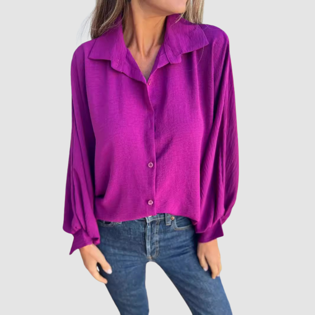 LIZA | Blusa oversize com colarinho pontiagudo