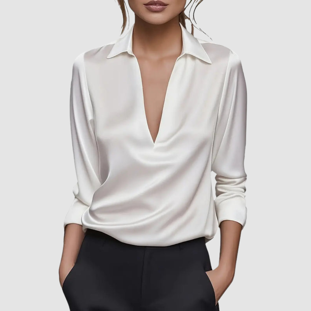 SOFIA | Blusa de cetim com decote em V