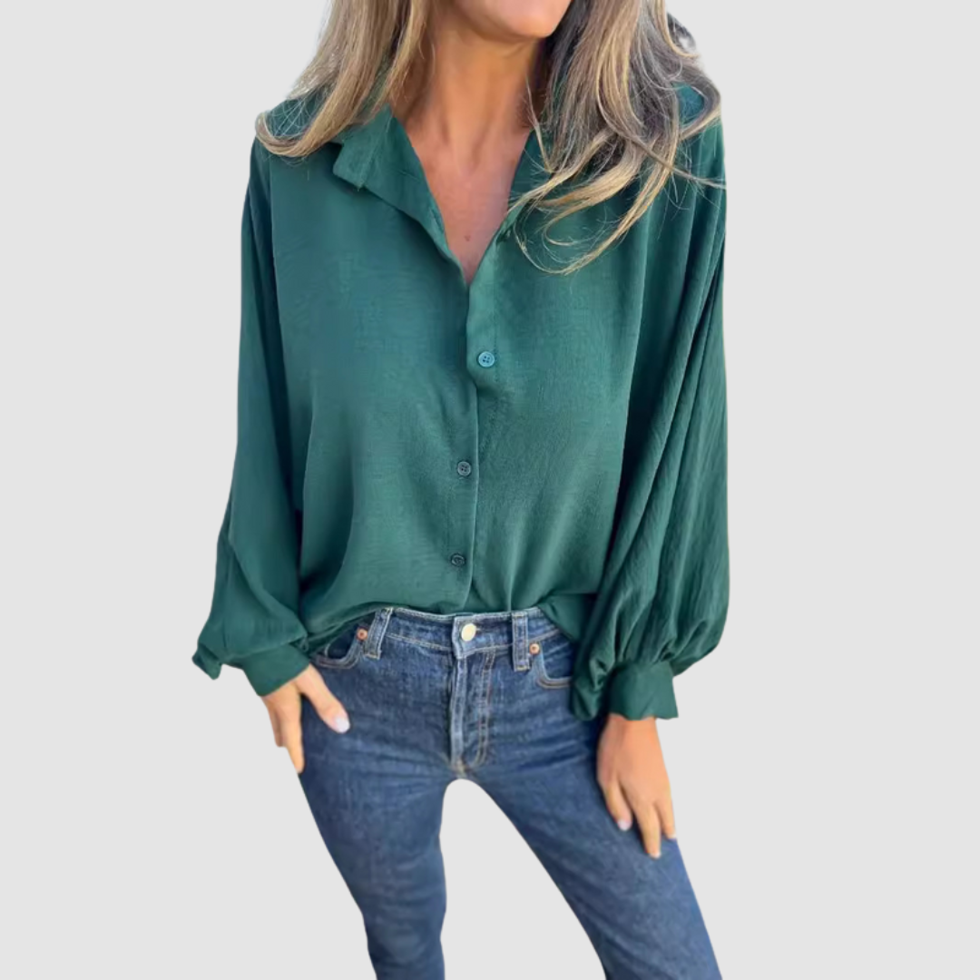 LIZA | Blusa oversize com colarinho pontiagudo