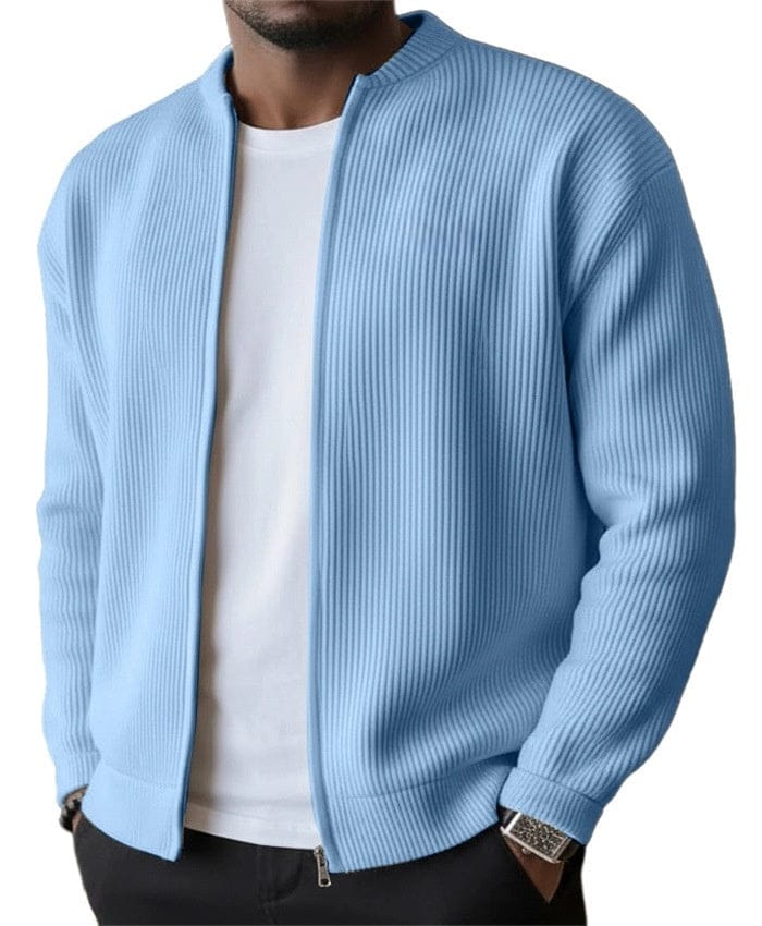 MATILDE | Cardigan de mulher canelado com fecho de correr e gola alta