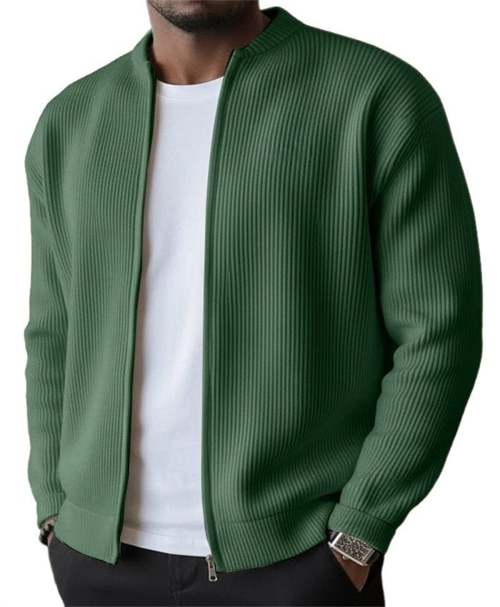 MATILDE | Cardigan de mulher canelado com fecho de correr e gola alta