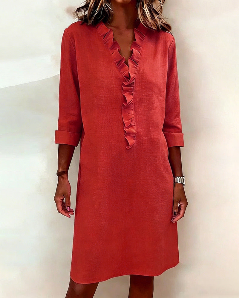 CLARA | Vestido evasê com folhos