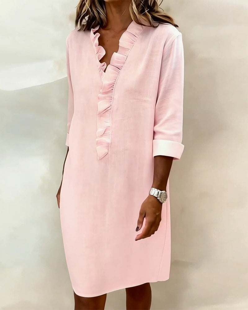 CLARA | Vestido evasê com folhos