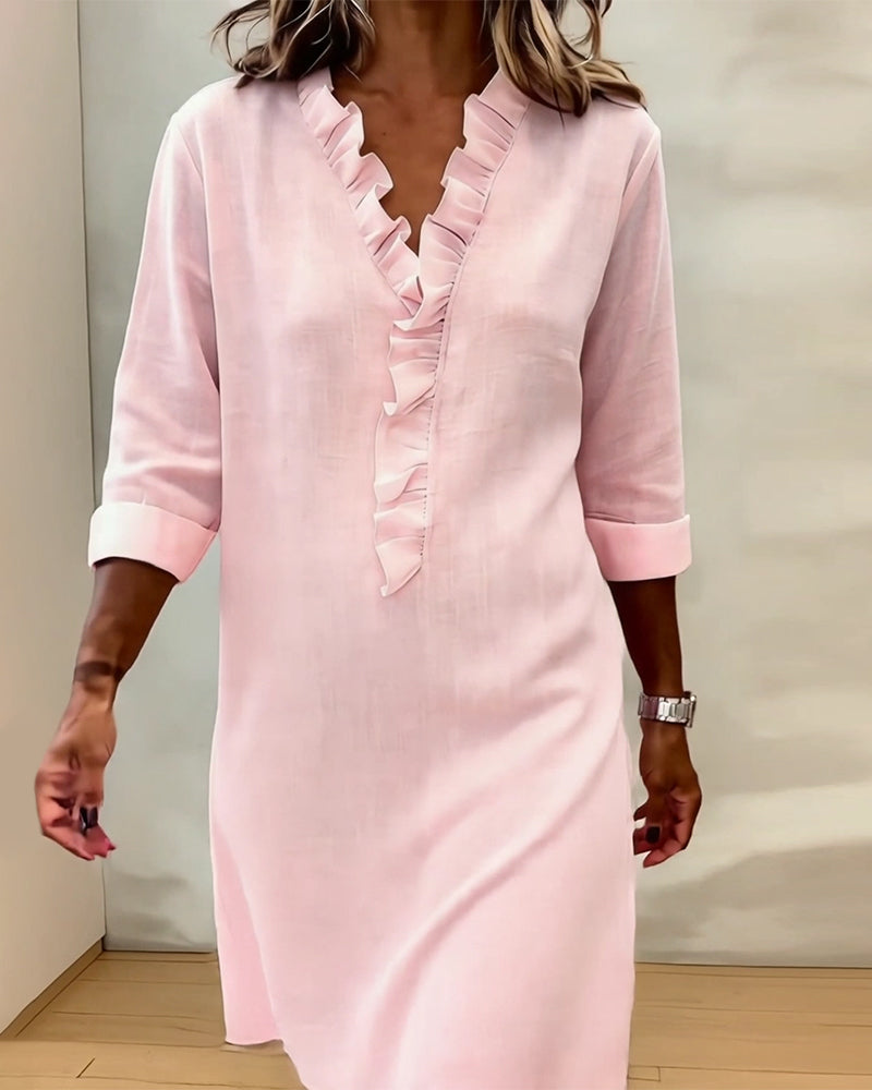 CLARA | Vestido evasê com folhos