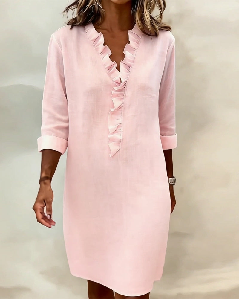 CLARA | Vestido evasê com folhos