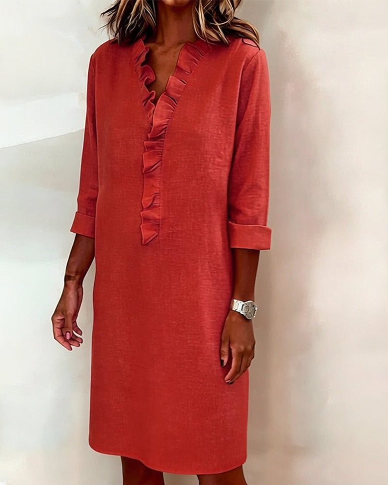 CLARA | Vestido evasê com folhos
