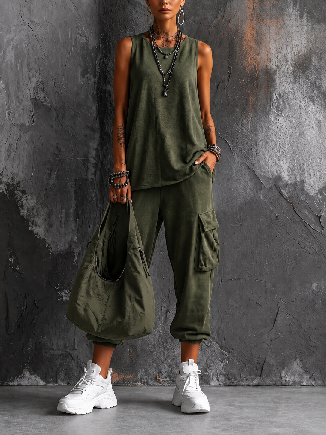 RITA | Conjunto de tecido fluido com bolsos