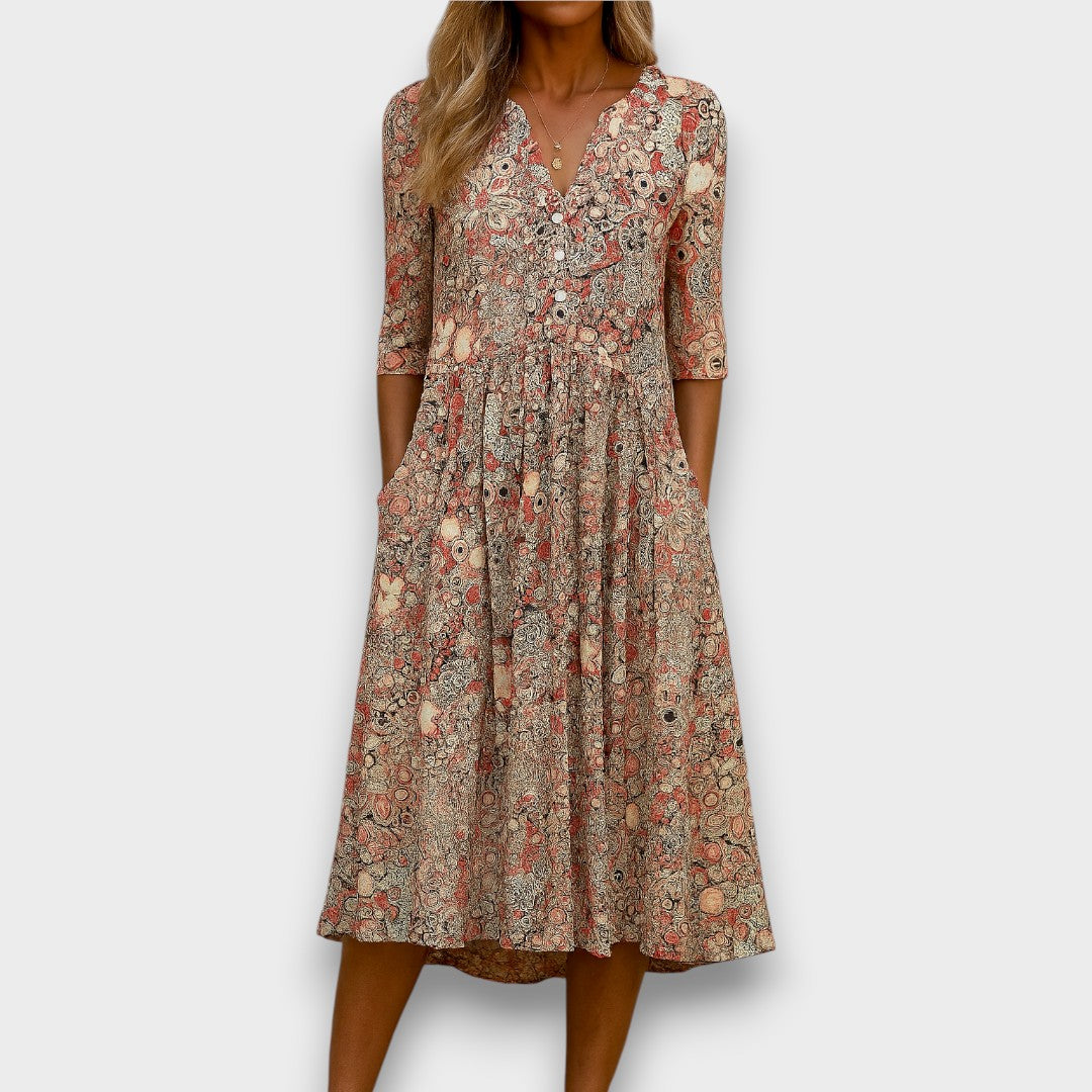 INÊS | Vestido com botões e estampado
