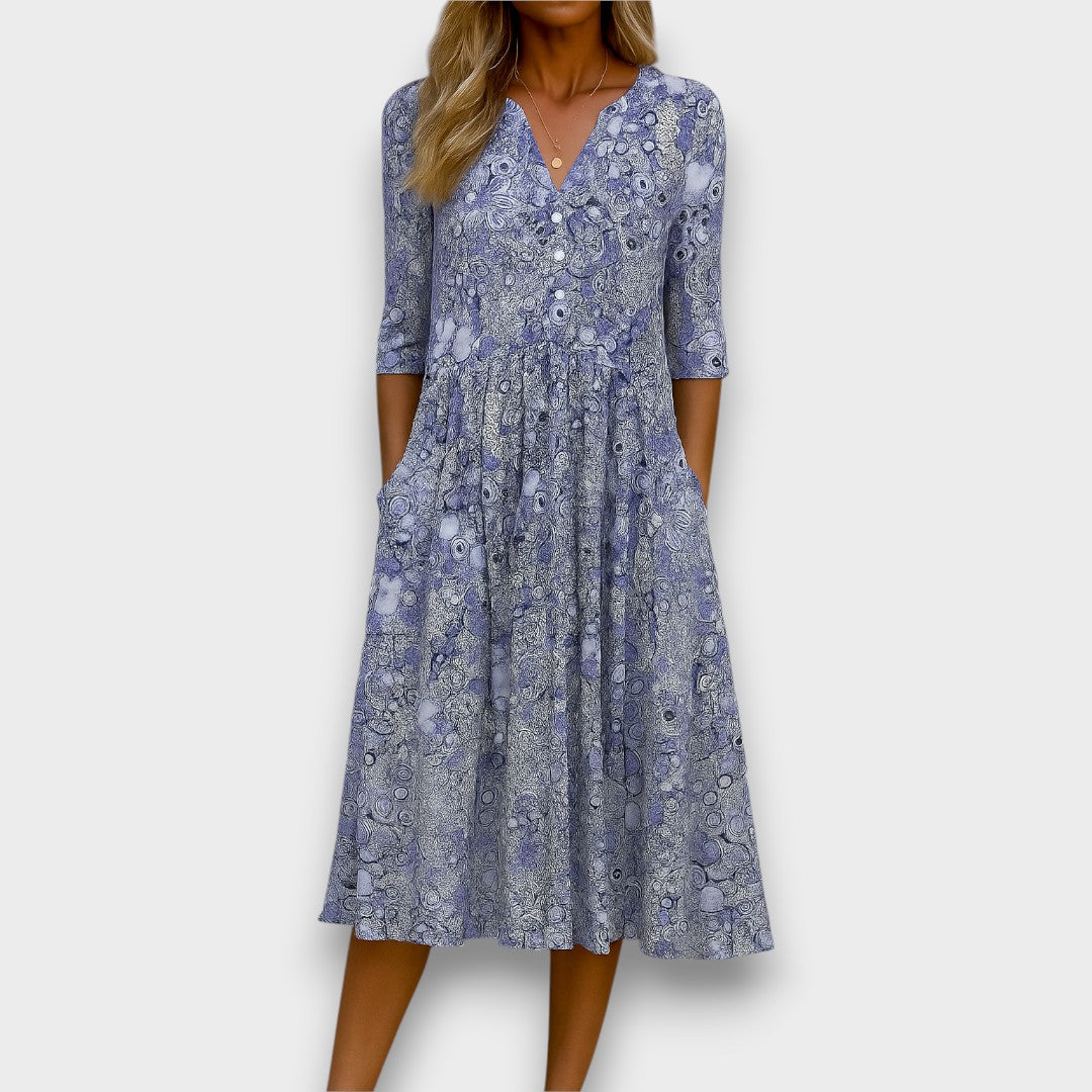 INÊS | Vestido com botões e estampado