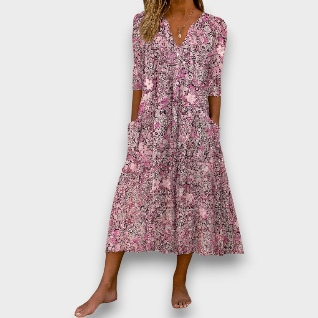 INÊS | Vestido com botões e estampado