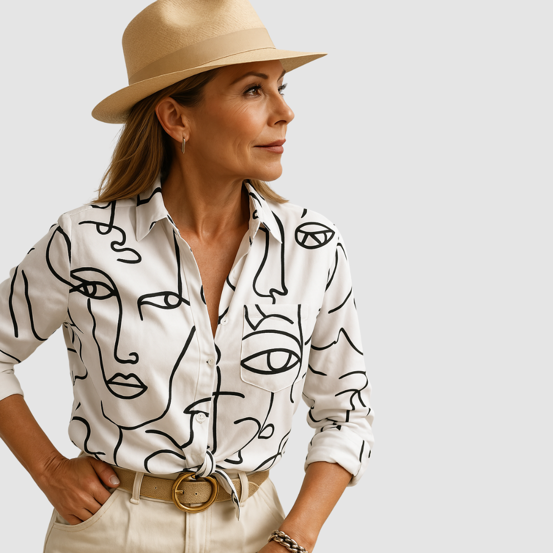BEATRIZ | Blusa fluida com estampado discreto