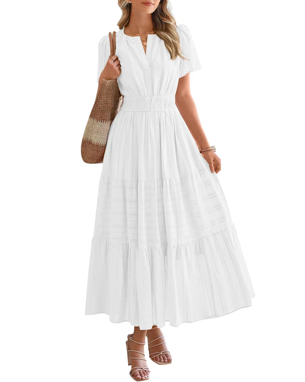 VITÓRIA | Vestido maxi com folho em camadas