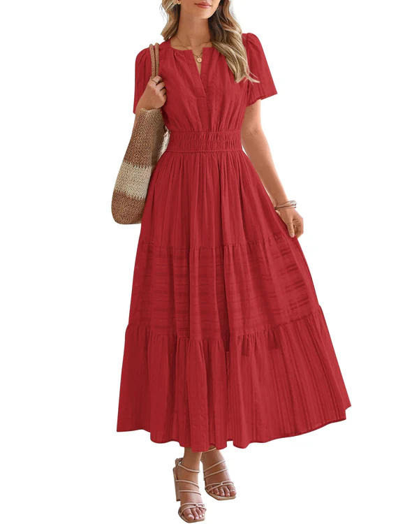 VITÓRIA | Vestido maxi com folho em camadas
