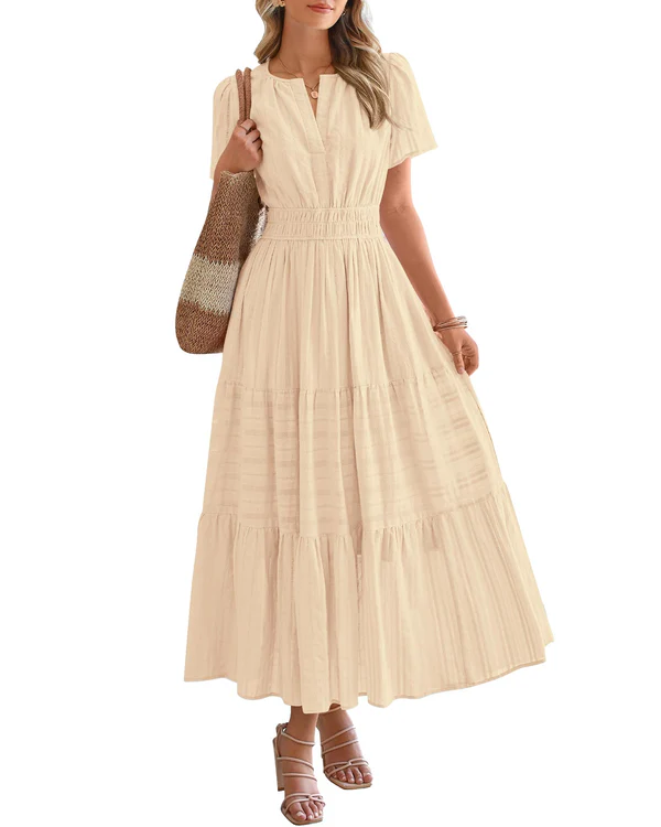 VITÓRIA | Vestido maxi com folho em camadas